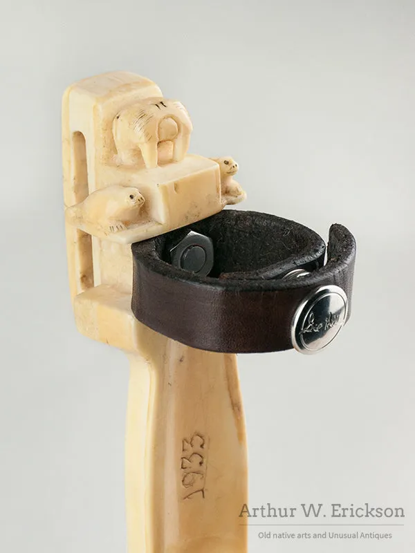 1933 Inuit Made Walrus Ivory Knife Sheath