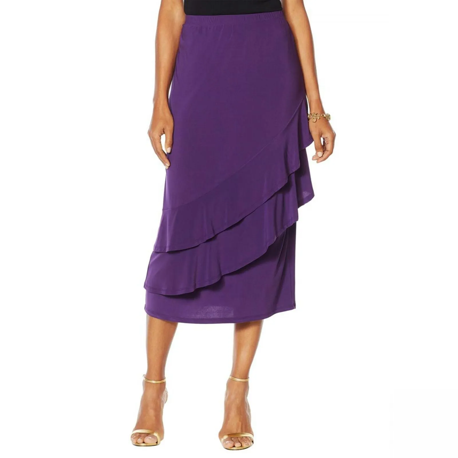 Antthony Women's Plus Size Captivating Collection Tiered Ruffle Skirt