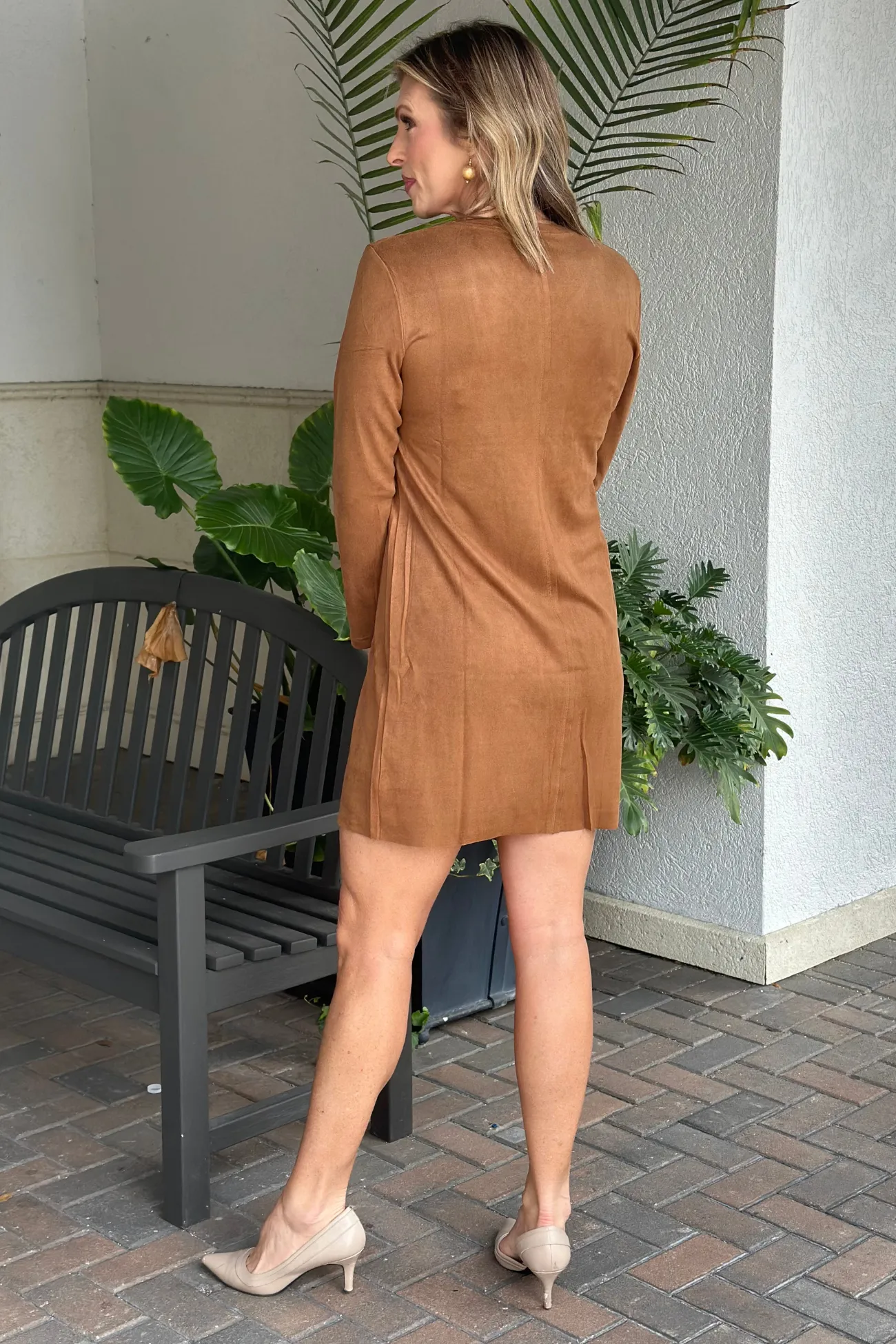 Aurora Caramel Faux Suede Dress