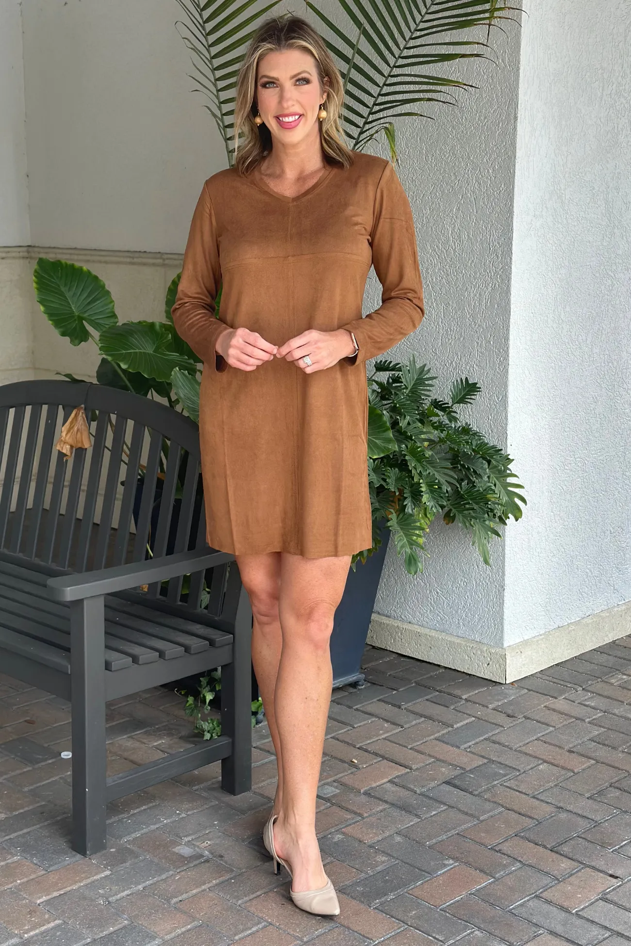 Aurora Caramel Faux Suede Dress