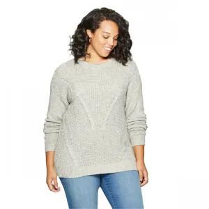 Ava & Viv Women's Plus Size Crewneck Cable Pullover Sweater