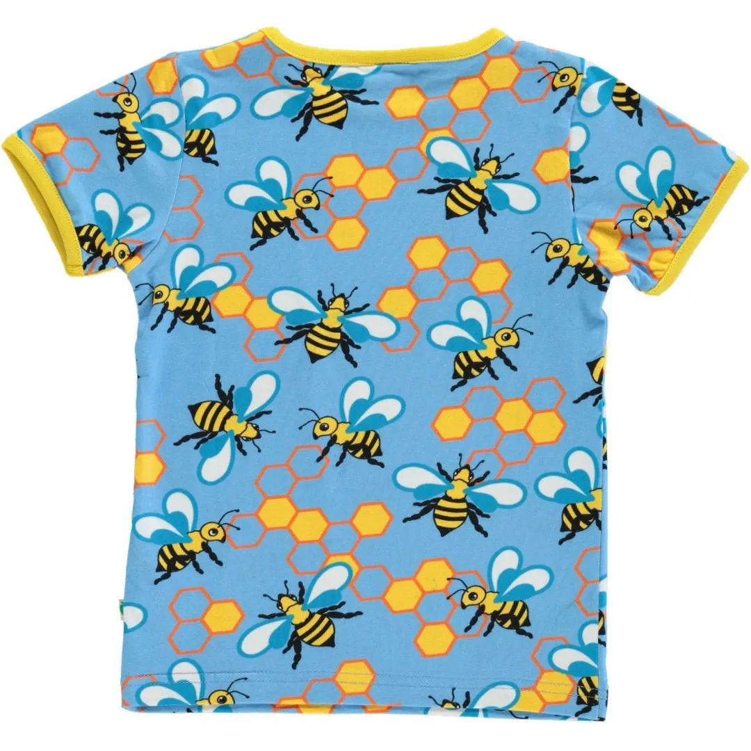 Bees Short Sleeve Shirt  in Blue Grotto - 1 Left Size 5-6 years
