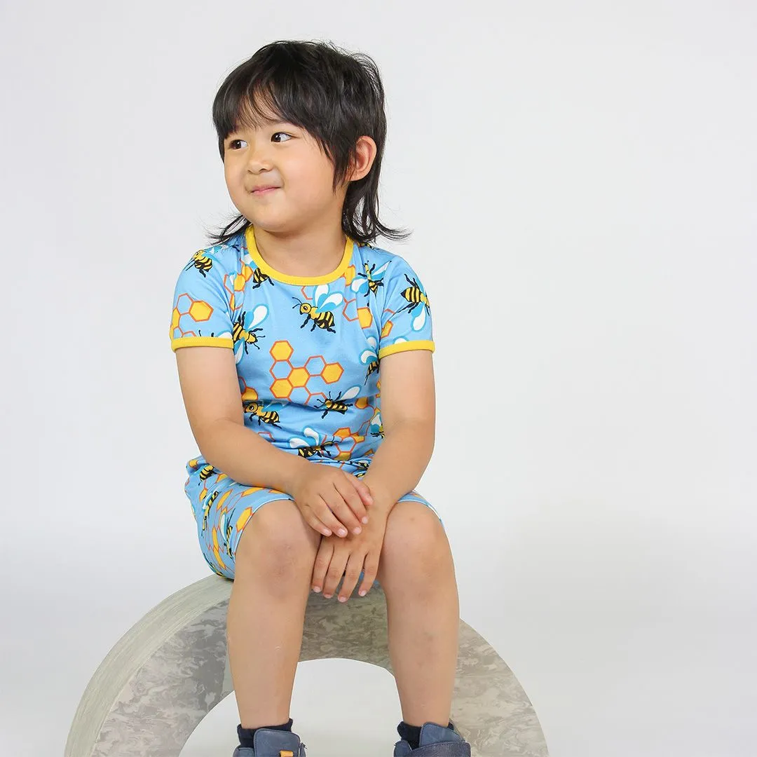 Bees Short Sleeve Shirt  in Blue Grotto - 1 Left Size 5-6 years