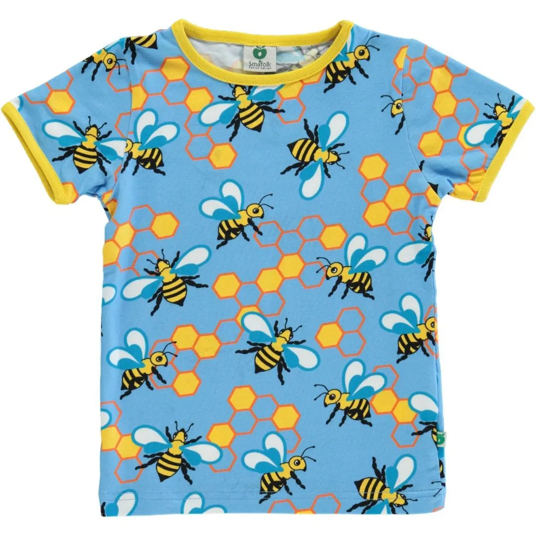 Bees Short Sleeve Shirt  in Blue Grotto - 1 Left Size 5-6 years