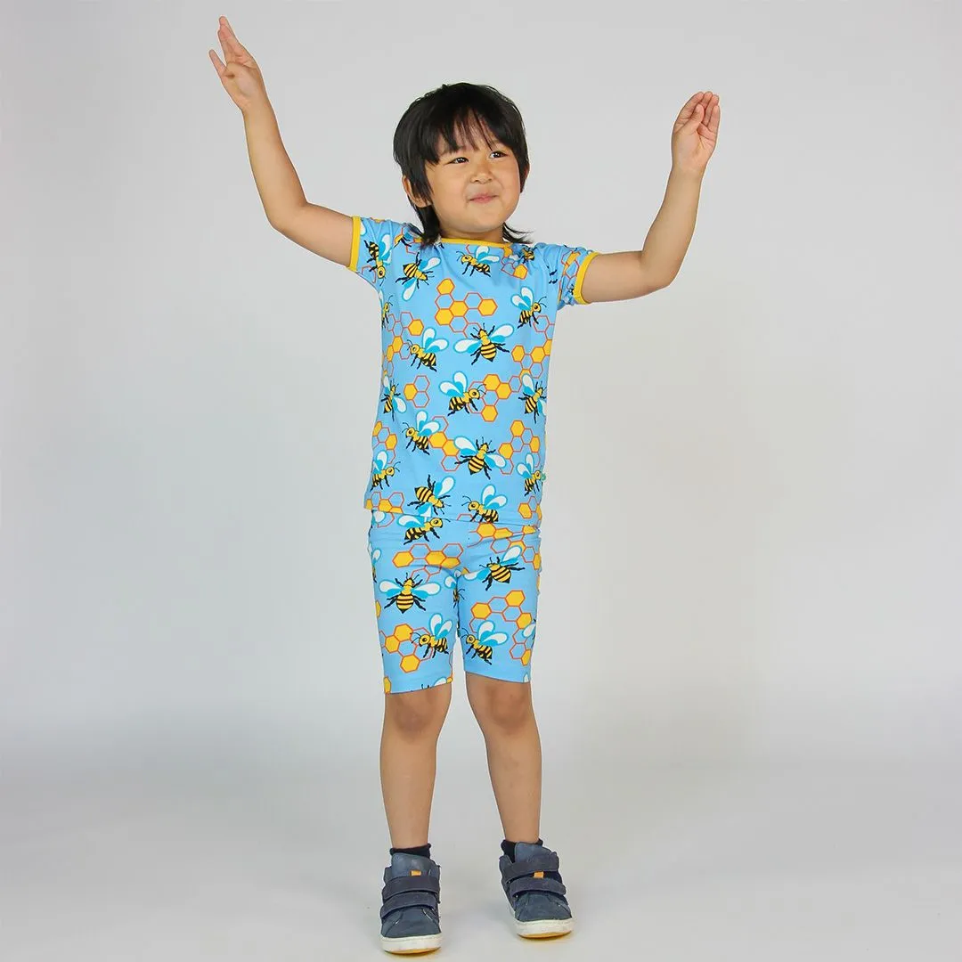 Bees Short Sleeve Shirt  in Blue Grotto - 1 Left Size 5-6 years