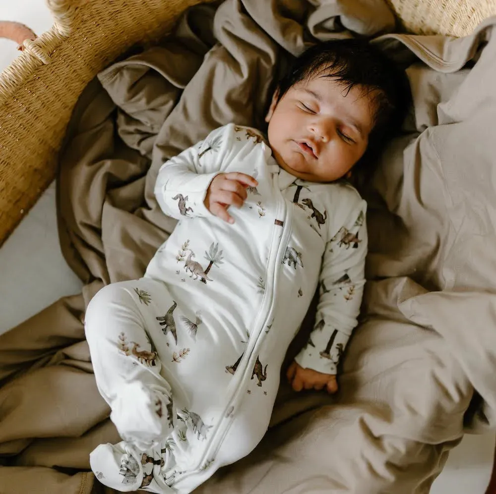 Belan.j Bamboo Footed Zipper Sleeper, NB - Dinoland