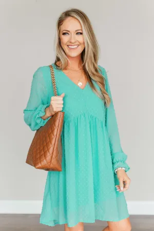 Believe In Miracles V-Neck Dress- Turquoise