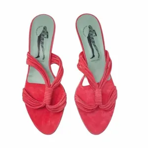 Belle Sigerson NWOT Morrison Coral Red Orange Suede Mules Heels 10B