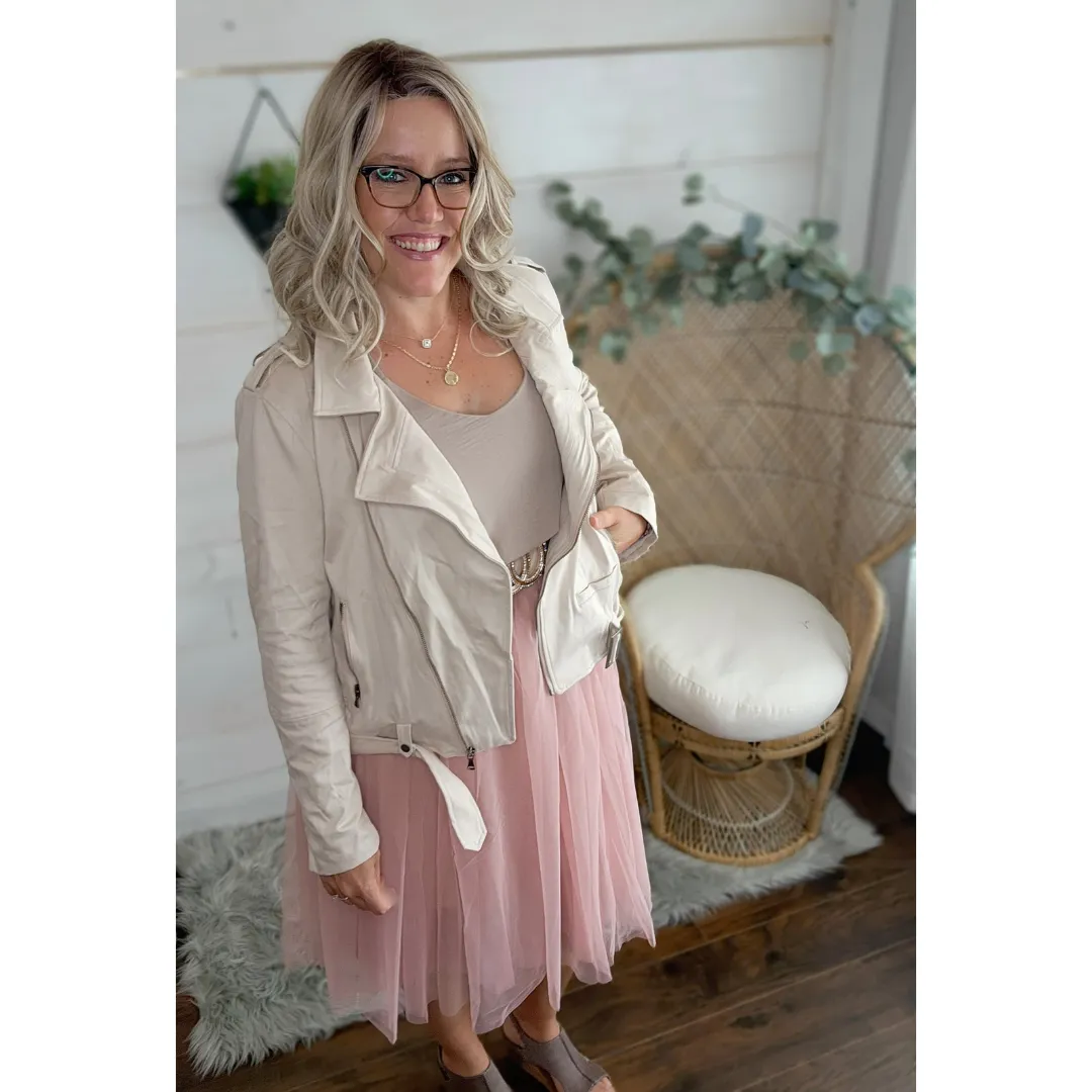 Biker Babe Soft Suede Jacket in Champagne * on sale