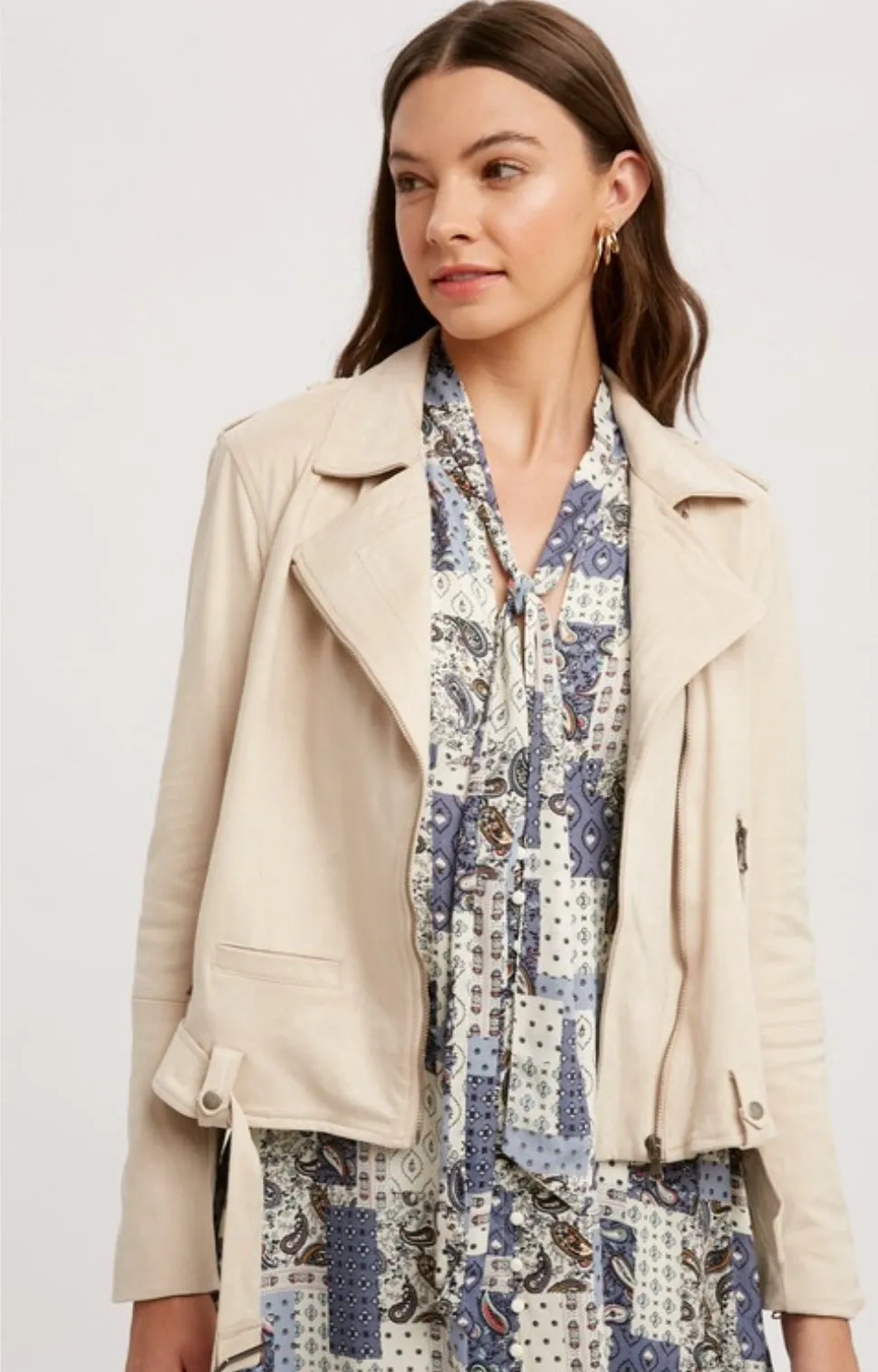 Biker Babe Soft Suede Jacket in Champagne * on sale