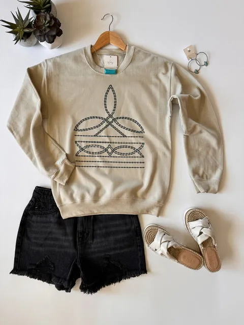 Boot Stitch Crew Neck Pullover