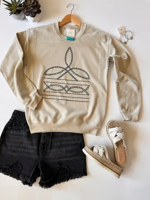 Boot Stitch Crew Neck Pullover