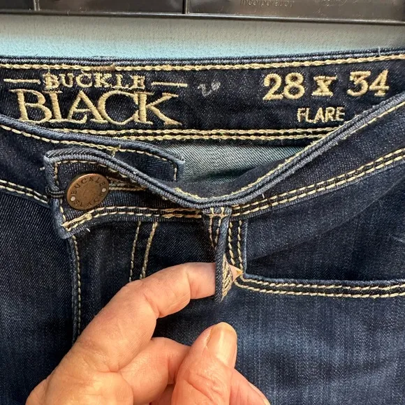 Buckle Black Boot Cut Jeans Classic Style