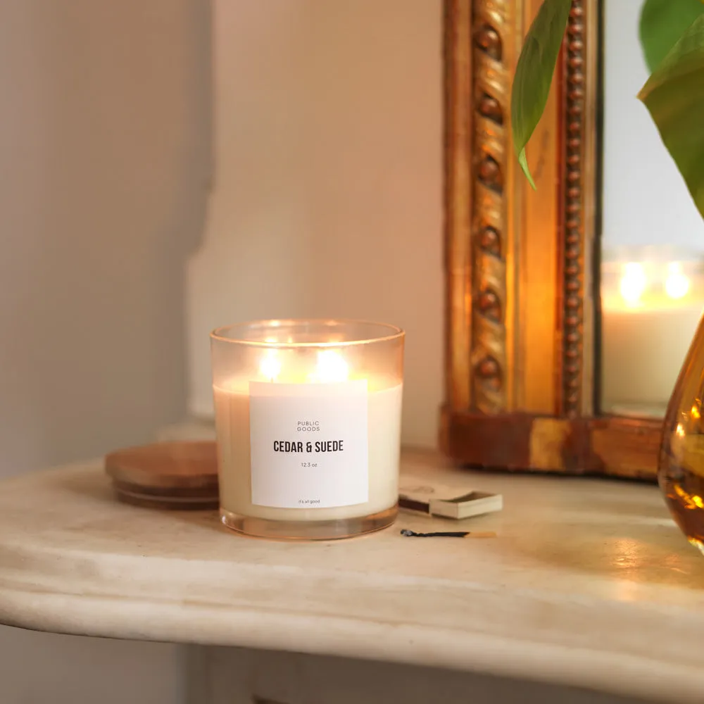 Cedar & Suede Soy Candle (3 Wick, 12.3oz)