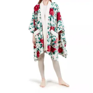 Charter Club Christmas Holiday Poinsettia Cozy Plush Wrap