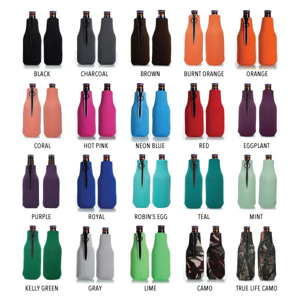Collapsible Foam Zippered Bottle Cooler #201Z - Custom Pet Illustration