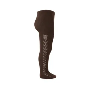 Condor - Side Openwork - Warm Cotton Tights - Brown