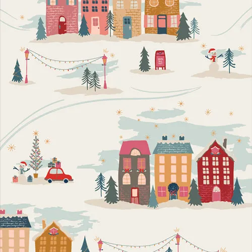 Cozy and Magical Christmastide Town in Cream by Maureen Cracknell