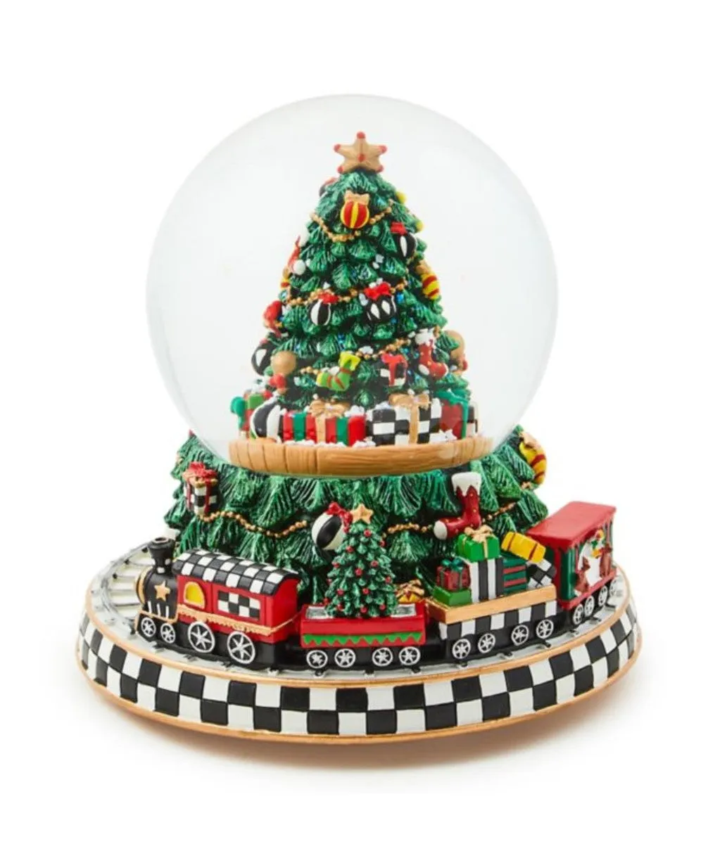 Cozy Christmas Tree and Train Snow Globe