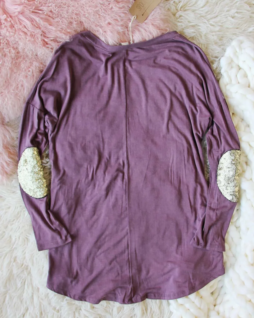 Cozy Elbow Patch Tee in Mauve