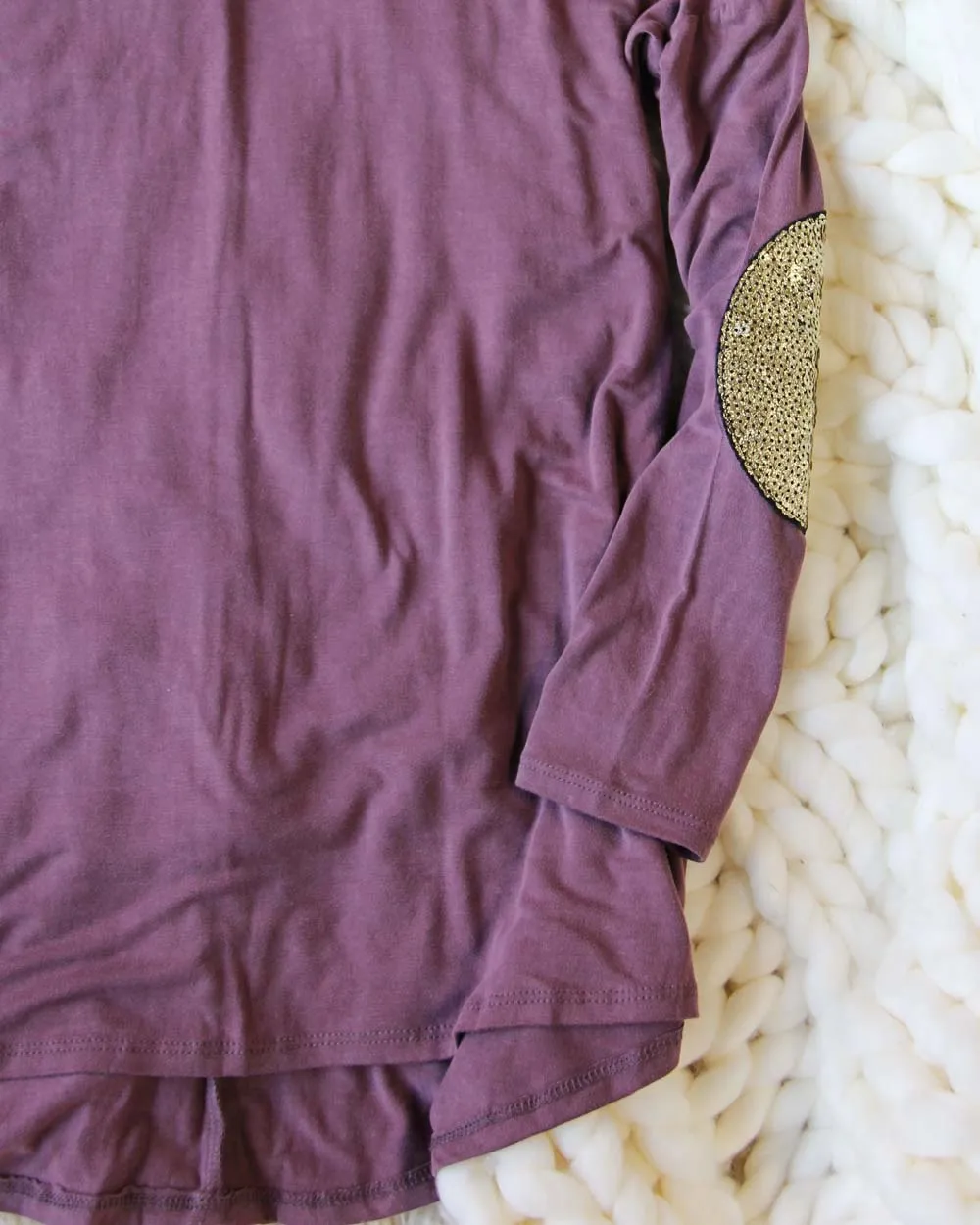 Cozy Elbow Patch Tee in Mauve