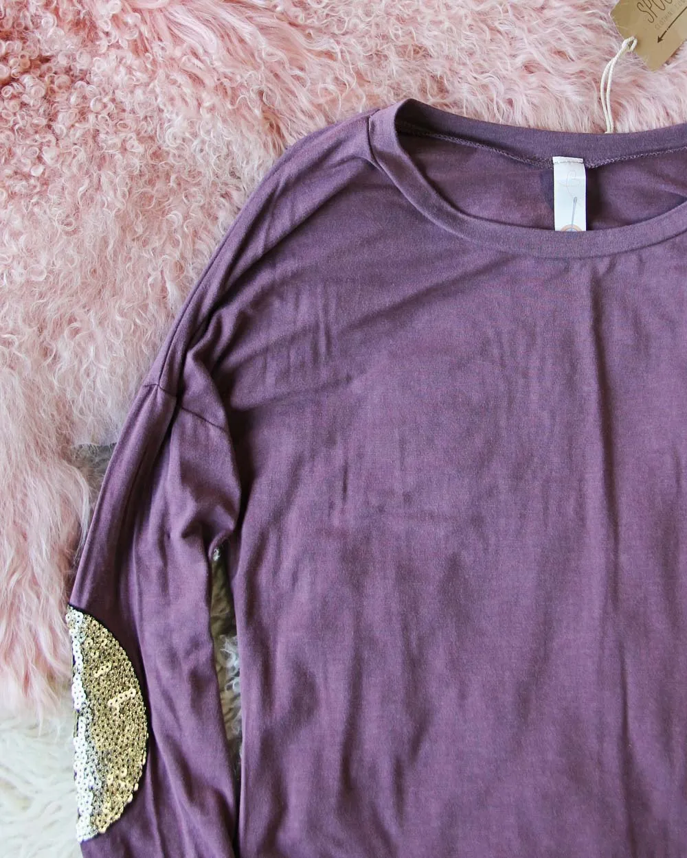 Cozy Elbow Patch Tee in Mauve