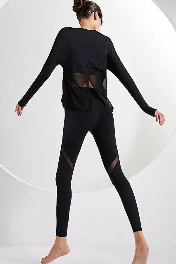 Cozy High Stretch Mesh Stitching Yoga Pants