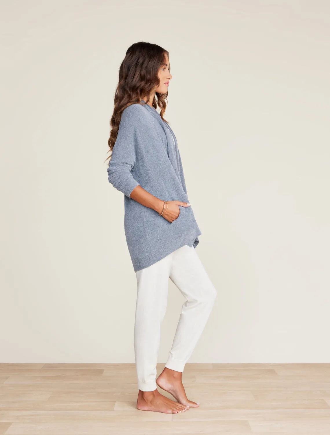 CozyChic Ultra Lite Shawl Pointelle Cardi - Dolphin Blue