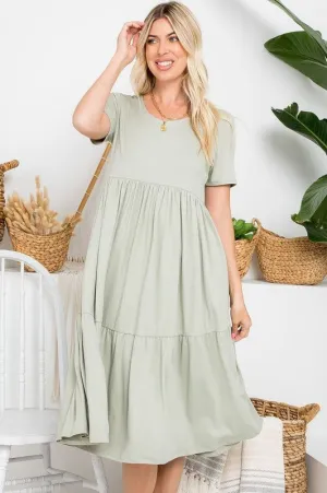 Create Your Joy Tiered Midi Dress in Sage - Curvy