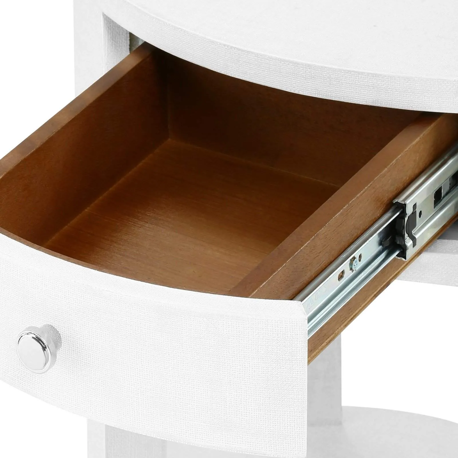 Dakota 1-Drawer Round Side Table / Cream
