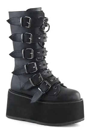 DAMNED-225 Black Vegan Leather Knee boot