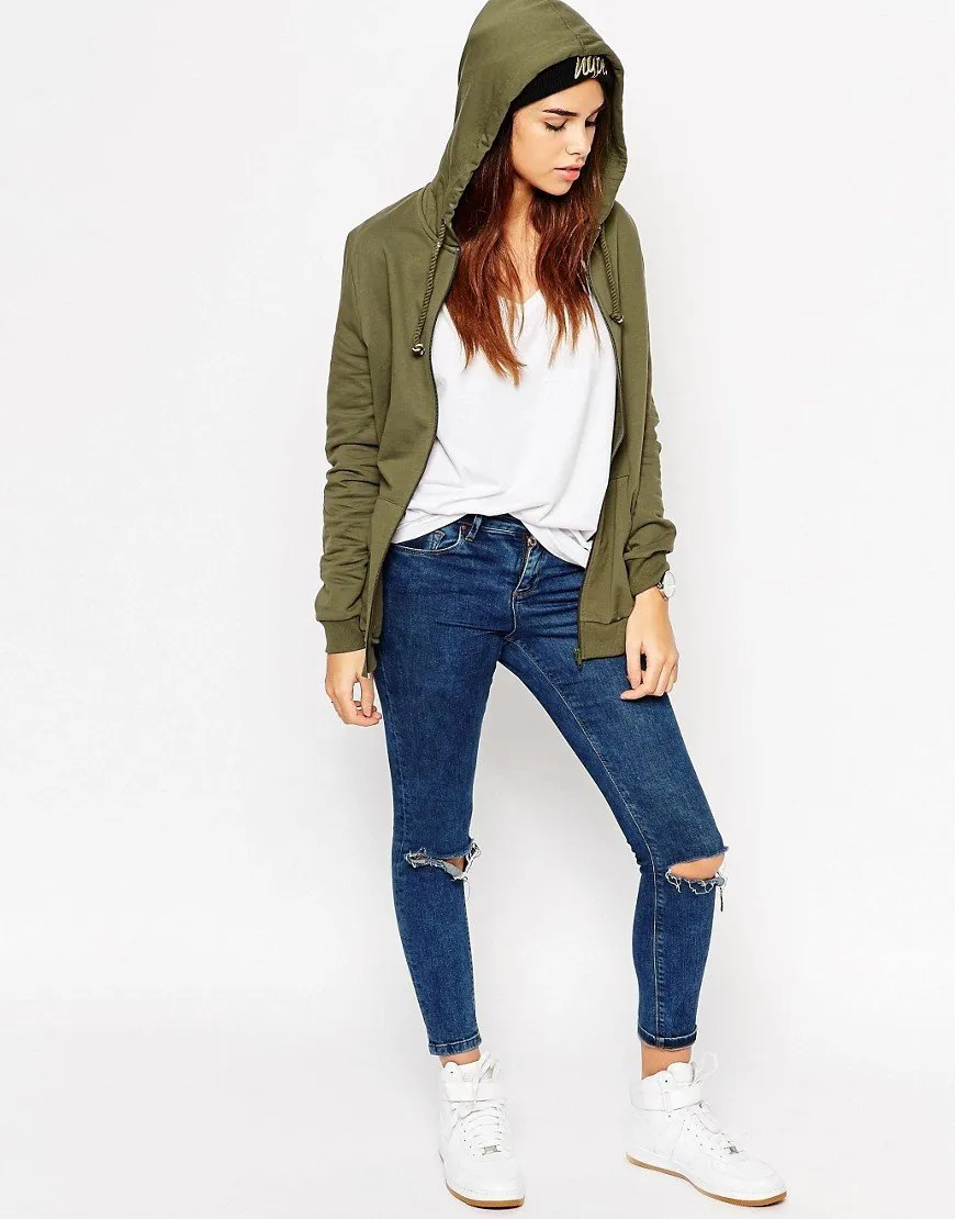 Denim Shell Top with Ruffle Front