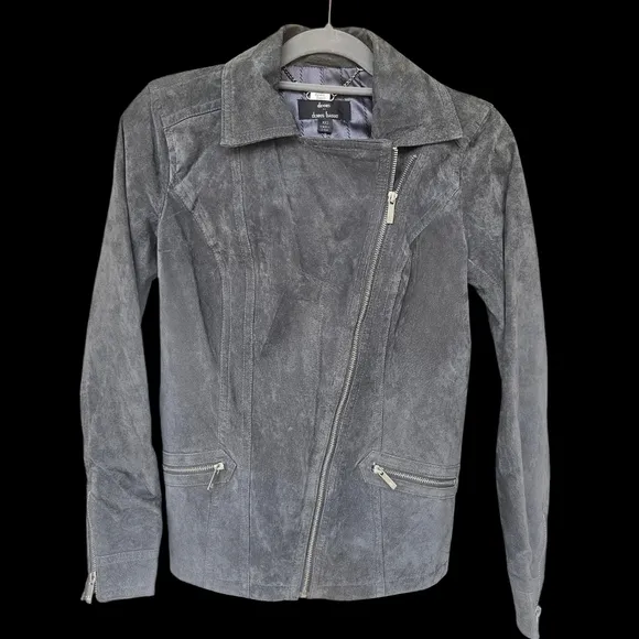 Dennis Basso Washable Suede Motorcycle Jacket Sz XXS