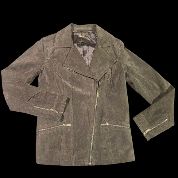 Dennis Basso Washable Suede Motorcycle Jacket Sz XXS