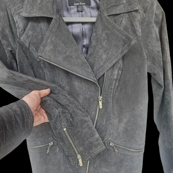 Dennis Basso Washable Suede Motorcycle Jacket Sz XXS