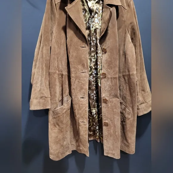 Dennis By Dennis Basso Brown Suede Leather Blazer Jacket Woman's Size 2X Plus