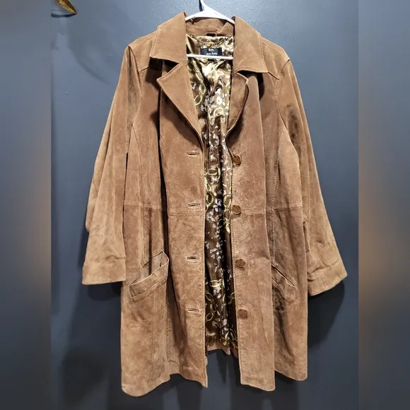 Dennis By Dennis Basso Brown Suede Leather Blazer Jacket Woman's Size 2X Plus