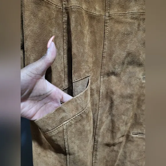 Dennis By Dennis Basso Brown Suede Leather Blazer Jacket Woman's Size 2X Plus