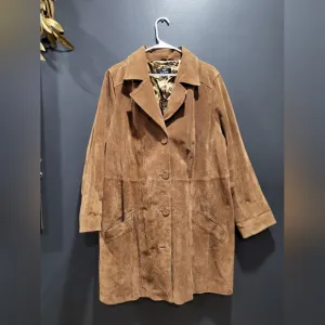 Dennis By Dennis Basso Brown Suede Leather Blazer Jacket Woman's Size 2X Plus