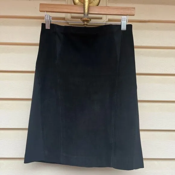 Elie Tahari black suede/fabric mini skirt, very stylish &amp; elegant, zipper, 2