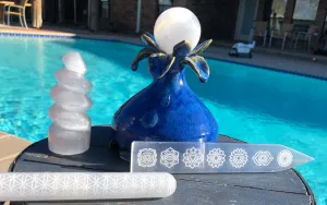 Etched Chakra Symbols on Terminated Selenite Platform