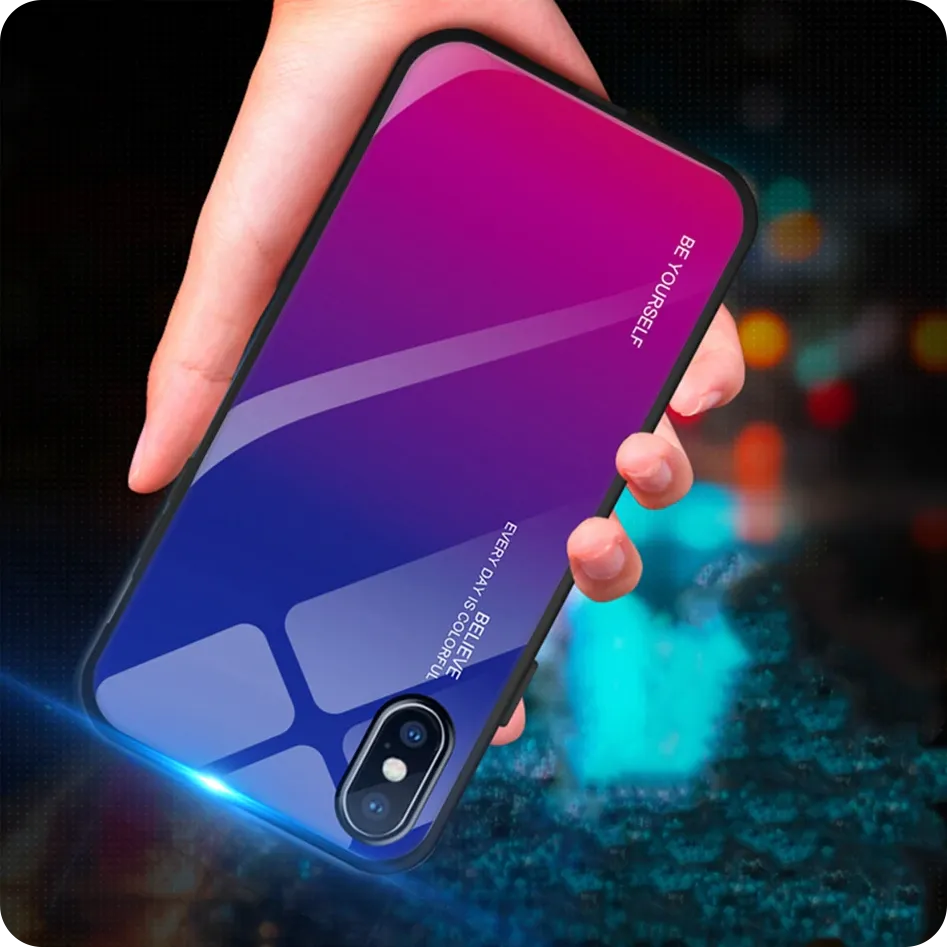 Etui Gradient Glass Case - iPhone X / XS - Warm Sunset