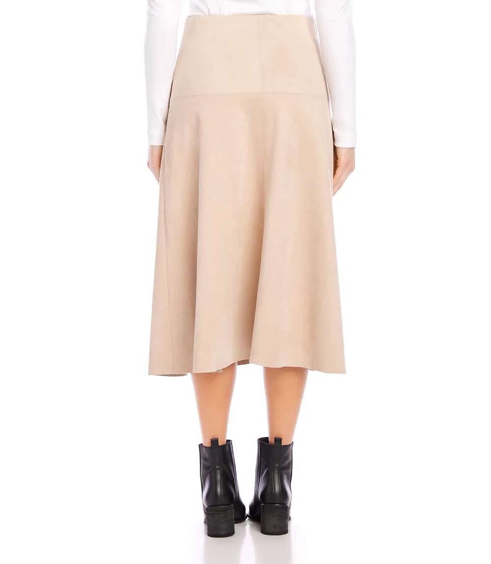Faux Suede Midi Skirt