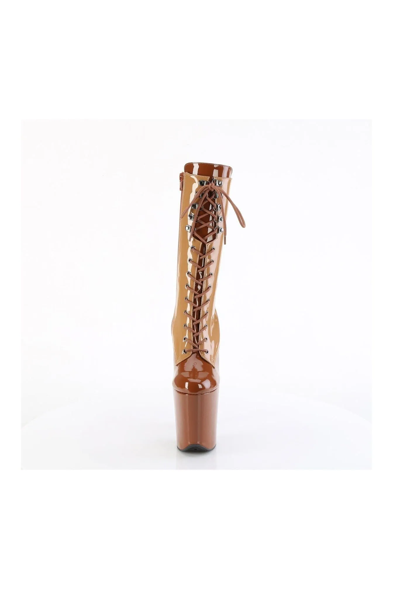 FLAMINGO-1054DC Brown Patent Knee Boot