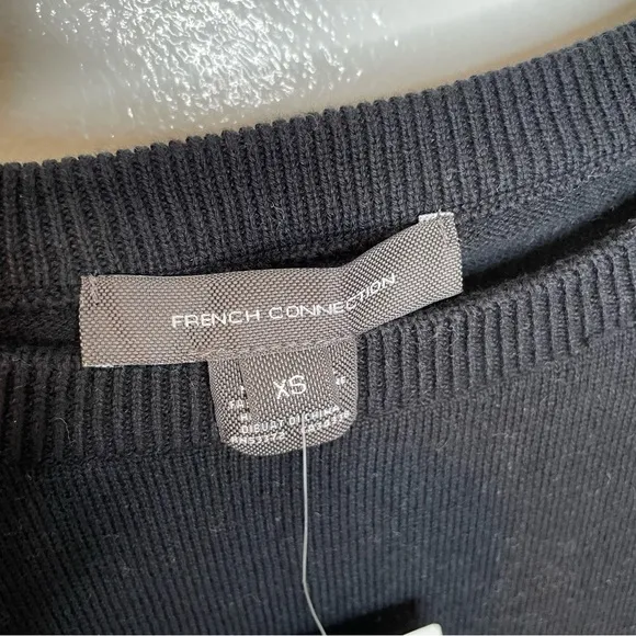 French Connection Black Le Frenchie Crew Neck Jumper Sweater