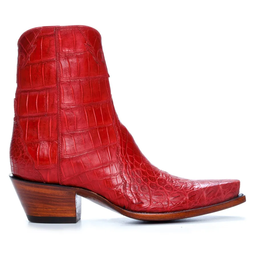Full Crocodile Ankle Zipper - Red