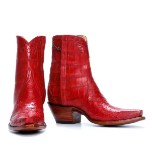 Full Crocodile Ankle Zipper - Red