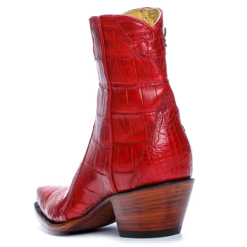 Full Crocodile Ankle Zipper - Red