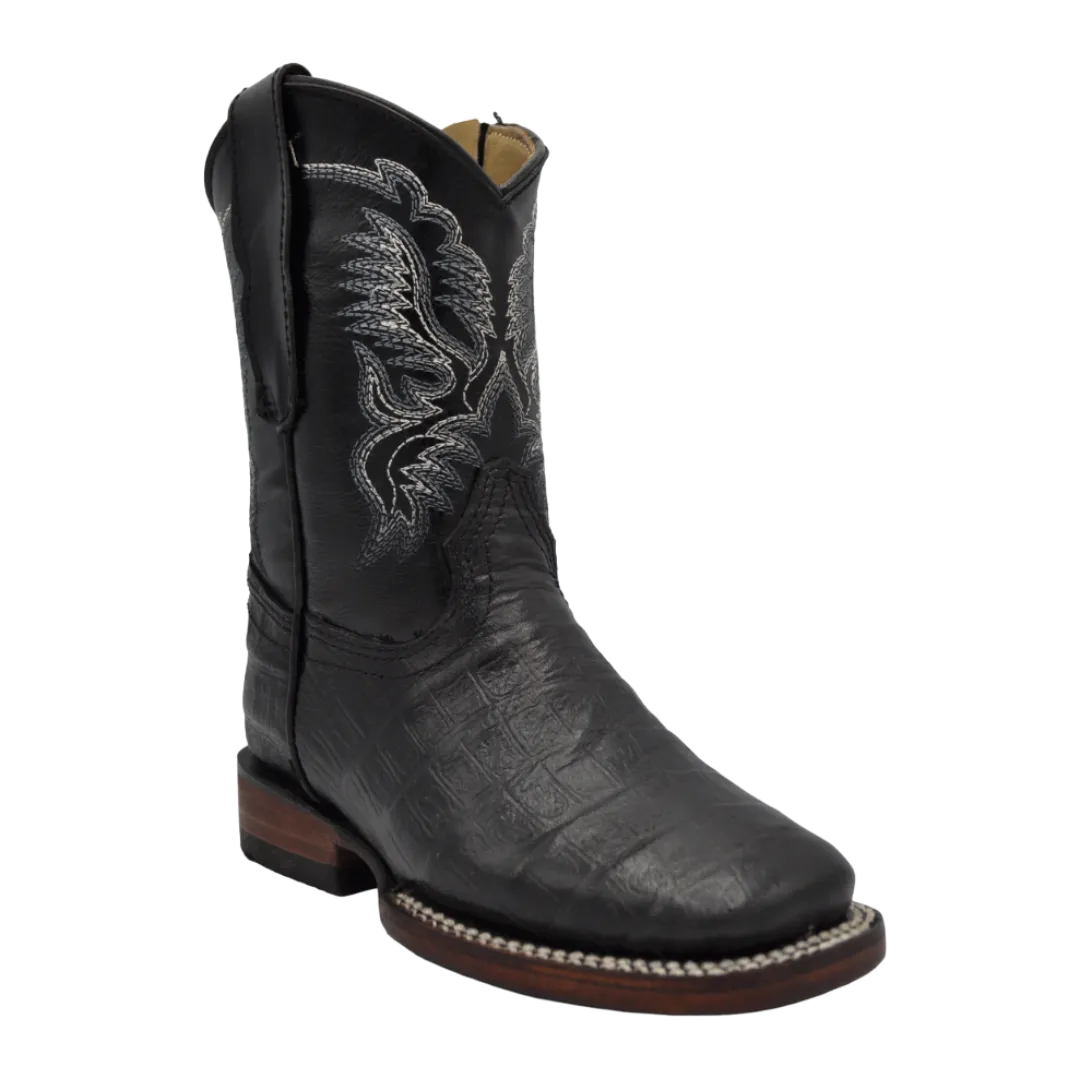 Gavel Kid's Caiman Belly Print Black Boot