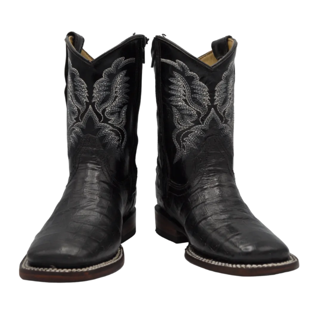 Gavel Kid's Caiman Belly Print Black Boot